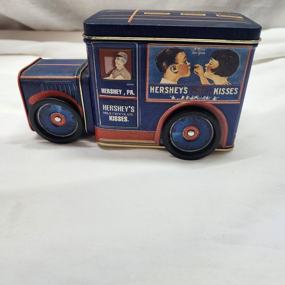 Vintage 1990s Hershey Kisses truck shaped tin U